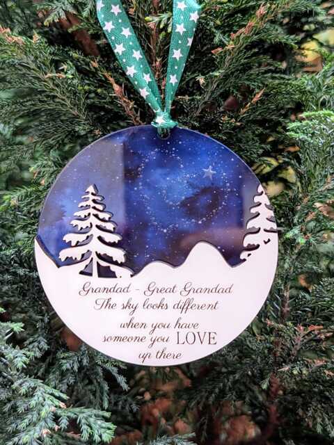 Personalised Memorial Christmas Ornament Night Sky Bauble Heart Memory Ornament Family Remembrance Laser Engraved - image 1