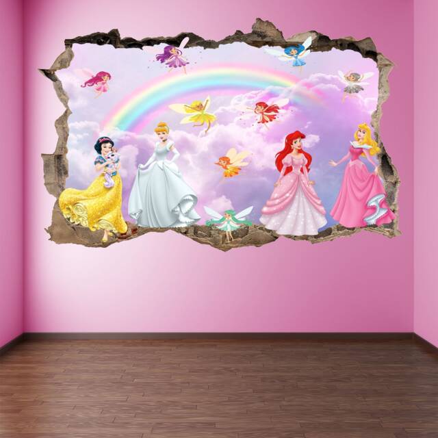 Princess Cinderella Fairytale Rainbow Wall Decal Sticker Mural Poster Print Art Kids Girls Bedroom Decor Gs2 - image 1