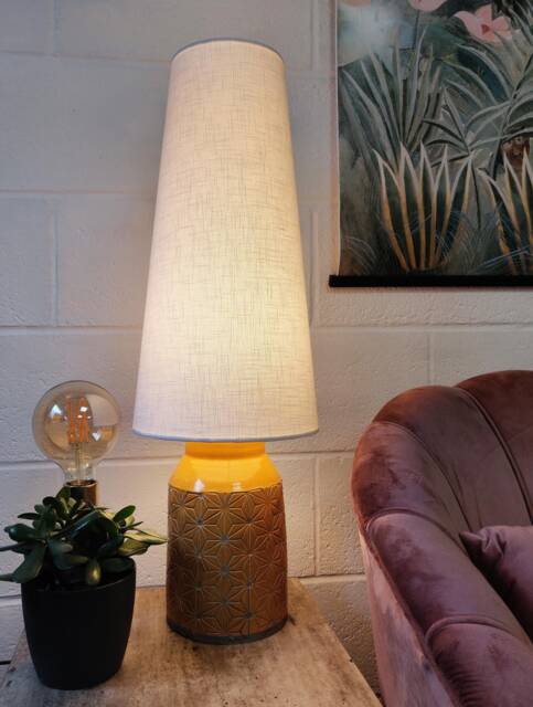 White Extra Tall Cone Lampshade in Linen, Conical Fat Lamp Shade - image 1