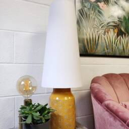 White Extra Tall Cone Lampshade in Linen, Conical Fat Lamp Shade - thumbnail 2