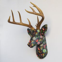 Faux Taxidermy Deer Head Fabric Wall Mount - Decor Woodland Forest Fad1300/Fad1317 - thumbnail 2
