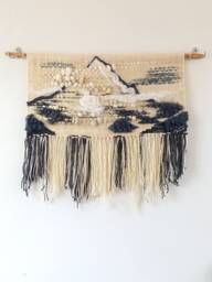 Handwoven Wool Wall Hanging K2 Mountain Tapestry With Fringes - thumbnail 1