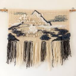 Handwoven Wool Wall Hanging K2 Mountain Tapestry With Fringes - thumbnail 2