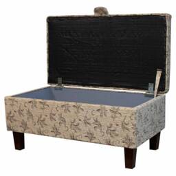 storage Footstool, Ottoman, Pouffe in A Camden Leaf Wheat Upholstered Fabric - British Handmade - thumbnail 2
