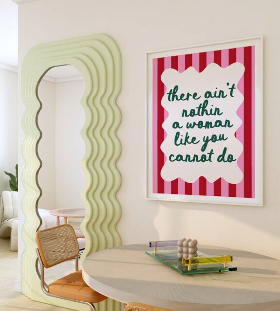 Nothin U Can't Do - Feminist Quote, Wall Art, Home Decor, Pink & Red, Contemporary, Women, Feminism Print, Slogan, Girl Power, Empowerment - image 1