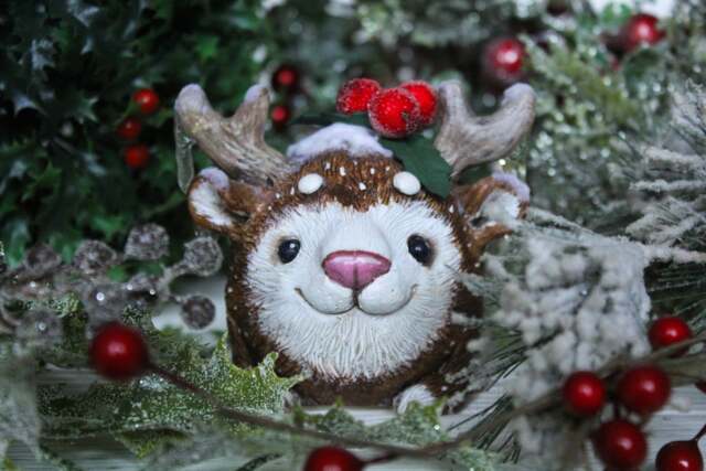 Christmas Deer Spirit Figurine Ooak Fantasy Beast Sculpture - image 1