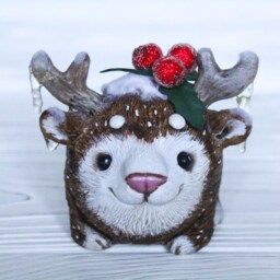 Christmas Deer Spirit Figurine Ooak Fantasy Beast Sculpture - thumbnail 3