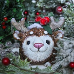 Christmas Deer Spirit Figurine Ooak Fantasy Beast Sculpture - thumbnail 4