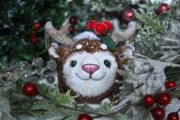 Christmas Deer Spirit Figurine Ooak Fantasy Beast Sculpture