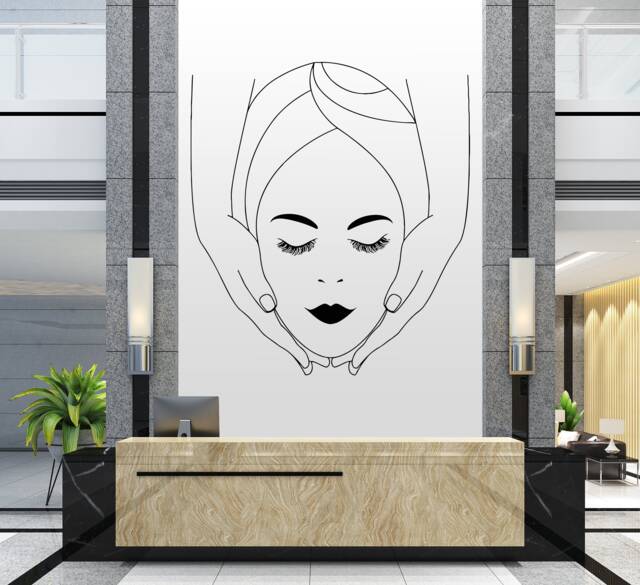 Spa Facial Wall Decal Beauty Salon Decor, Woman Face Art 2081 - image 1
