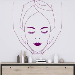Spa Facial Wall Decal Beauty Salon Decor, Woman Face Art 2081 - thumbnail 3