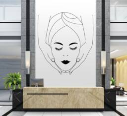 Spa Facial Wall Decal Beauty Salon Decor, Woman Face Art 2081 - thumbnail 1
