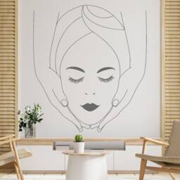 Spa Facial Wall Decal Beauty Salon Decor, Woman Face Art 2081 - thumbnail 2