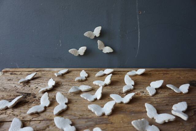 40 Wall Art Ceramic Butterflies/White Nursery Decor Bedroom Livingroom - image 1