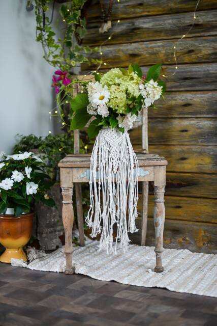 Wedding Bouquet Wrap, Macrame Flower Wrap, Boho Wedding, Bohemian Bride Accessories, Vase Cover, Jar Wrap - image 1