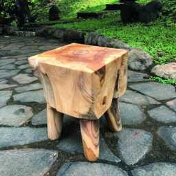 Solid Teak Square Lamp Table 4 Legs 40cm - thumbnail 3