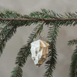 Christmas Tree Pinecone Ornament - White Ceramic Decoration - thumbnail 2