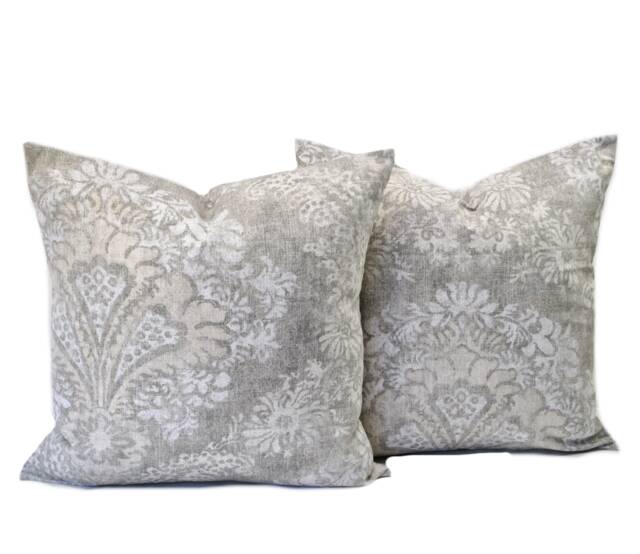 Two High Quality Magnolia Pillow Covers, Slate Grey Pillow, Cushion, Decorative Throw Beige Pillow - image 1