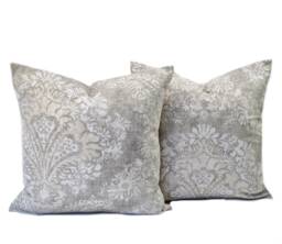 Two High Quality Magnolia Pillow Covers, Slate Grey Pillow, Cushion, Decorative Throw Beige Pillow - thumbnail 1