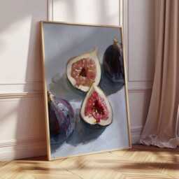 Fig Still Life Wall Art Print, Rustic Kitchen Decor Poster, Fruit Painting Artwork, Mediterranean Dining Room Print - thumbnail 2