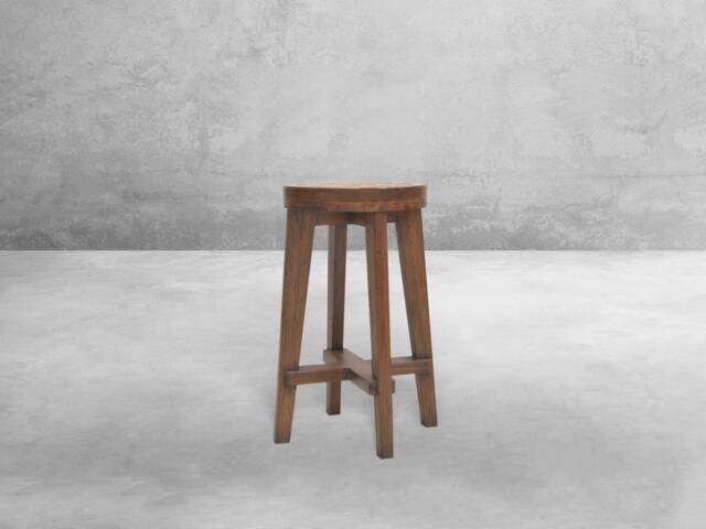 Pierre Jeanneret Inspired Caned Stool - Handmade With Reclaimed Teakwood - image 1