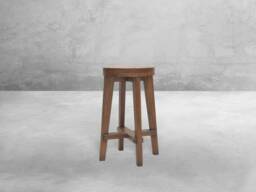 Pierre Jeanneret Inspired Caned Stool - Handmade With Reclaimed Teakwood - thumbnail 1