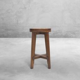 Pierre Jeanneret Inspired Caned Stool - Handmade With Reclaimed Teakwood - thumbnail 2
