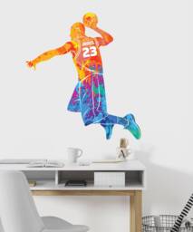 Personalised Basketball Name Wall Sticker , Custom Decal Gifts Boys Bedroom Decor Game Room Art - thumbnail 1