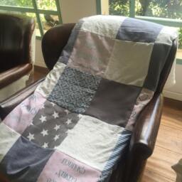 Graduation Gift For Friend Gift, Memory Patch Quilt, Photo Custom Throw Blanket, 100% Cotton Personolized Quilt - thumbnail 3