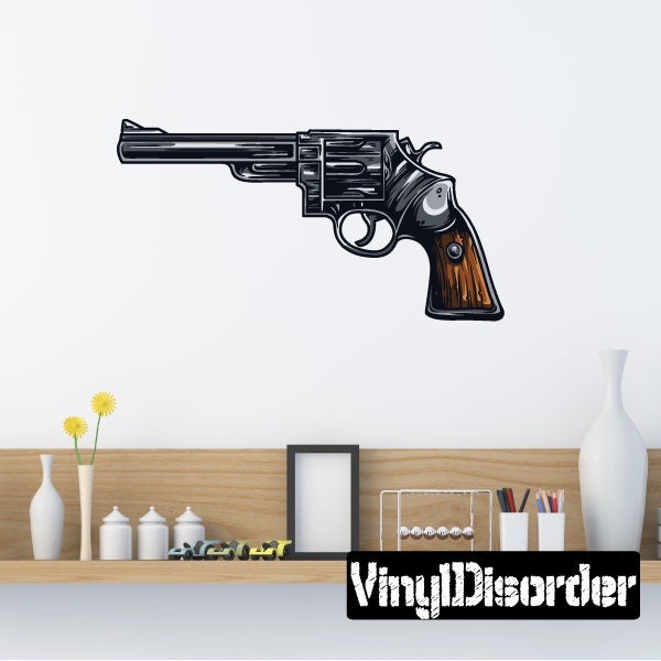 Army Pistol Wall Decal - Fabric Vinyl Removable & Reusable Armyuscolor001Et