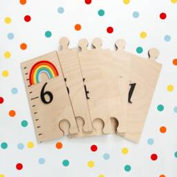 Growth Chart Ruler 3D - Playroom Decor Wood 1st Birthday Gift Nursery Signs Kids Wall Art New Baby - thumbnail 1