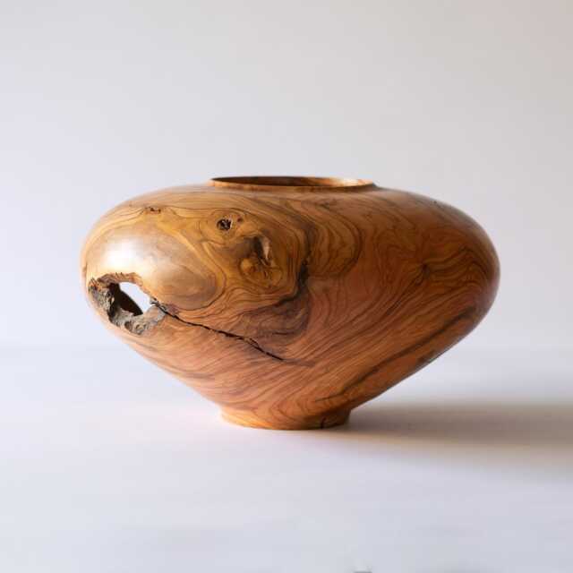 Farmhouse Decor, Rustic Home Wood Vase, Boho Wooden Unique Contemporary Olive D??cor, Wabi Sabi Decor - image 1