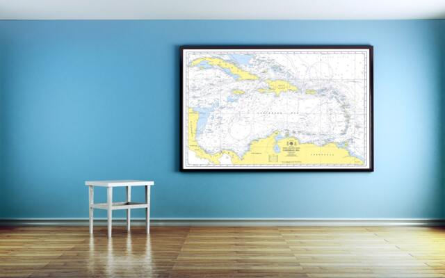 Antique Caribbean Sea Map Print Photo Paper, Matte, Or Canvas - image 1