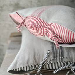 Rustic Linen Pillow Case With Striped Envelope Closure/Linen Throw Cover/Striped Decorative Sham/Grain Sack - thumbnail 3