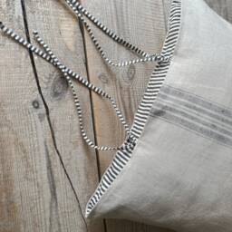 Rustic Linen Pillow Case With Striped Envelope Closure/Linen Throw Cover/Striped Decorative Sham/Grain Sack - thumbnail 4
