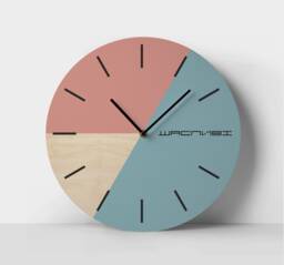 Color Block Wall Clock Faded Denim & Pale Pink Geometric Art