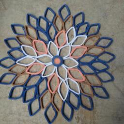 Paper Dahlia Wall Art Navy, Coral, Brown, & White - thumbnail 2