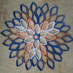 Paper Dahlia Wall Art Navy, Coral, Brown, & White - thumbnail 3