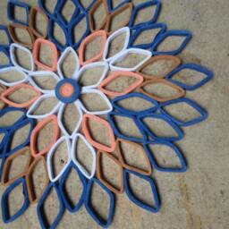 Paper Dahlia Wall Art Navy, Coral, Brown, & White - thumbnail 4