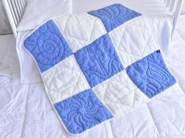 Patchwork Linen Baby Quilt Stonewashed Flax, Natural Colors - image 1