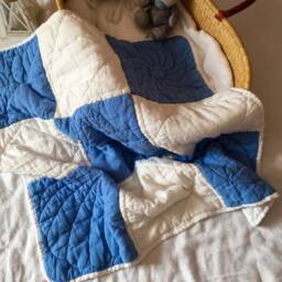 Patchwork Linen Baby Quilt Stonewashed Flax, Natural Colors - thumbnail 3