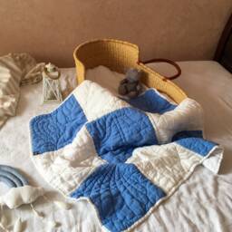 Patchwork Linen Baby Quilt Stonewashed Flax, Natural Colors - thumbnail 2