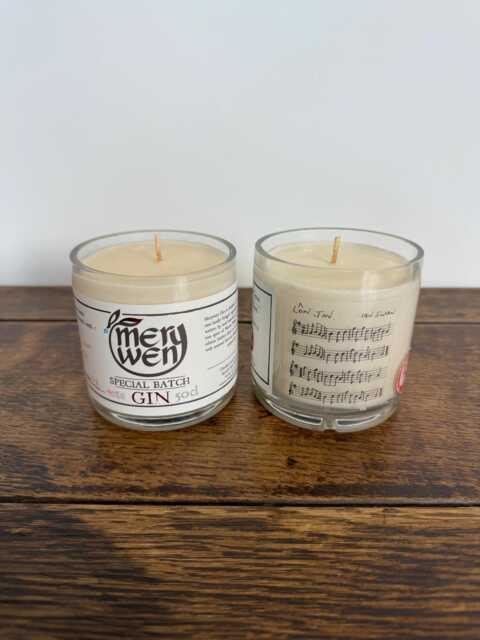 Merywen Gin Bottle Candle - Lemongrass & Ginger Scented Soy Wax Wales Welsh - image 1