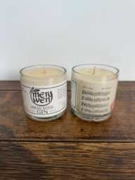 Merywen Gin Bottle Candle - Lemongrass & Ginger Scented Soy Wax Wales Welsh - thumbnail 1