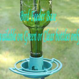 New Etched Sandcastle Recycled Wine Bottle Hummingbird Or Bird Feeder - thumbnail 4