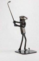 Golfer - Metal Art Golf Figurine Railroad Spike Art Golf Golfer - thumbnail 2