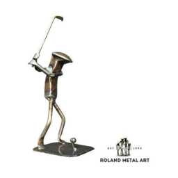 Golfer - Metal Art Golf Figurine Railroad Spike Art Golf Golfer - thumbnail 1