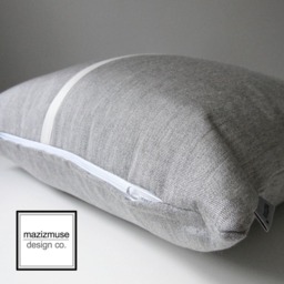 Granite Grey Outdoor Sunbrella?? Pillow Cover With White Trim, Decorative Silver Gray Cushions For Patio/Deck Pool Lounge Chairs - thumbnail 3