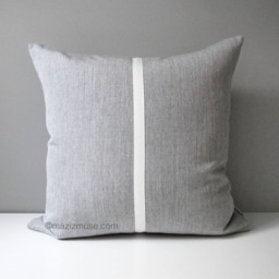 Granite Grey Outdoor Sunbrella?? Pillow Cover With White Trim, Decorative Silver Gray Cushions For Patio/Deck Pool Lounge Chairs - thumbnail 1
