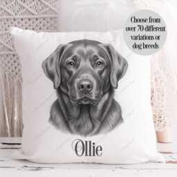 Personalised Pet Cushion, Dog Portrait, Gift From Dog, Keepsake Lover Gift, Dad Mum Owner - thumbnail 2